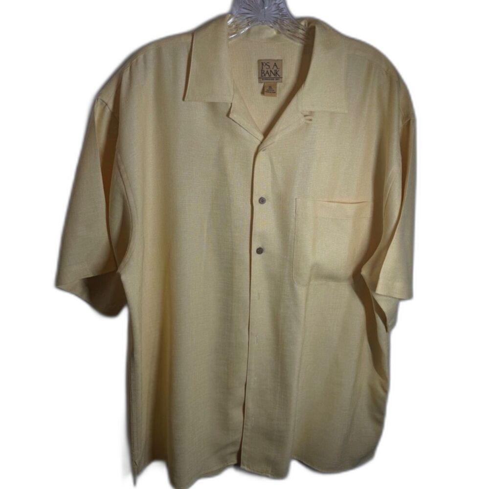 Jos. A. Bank Men’s XL Yellow Short Sleeve Camp Collar Shirt Resort Casual